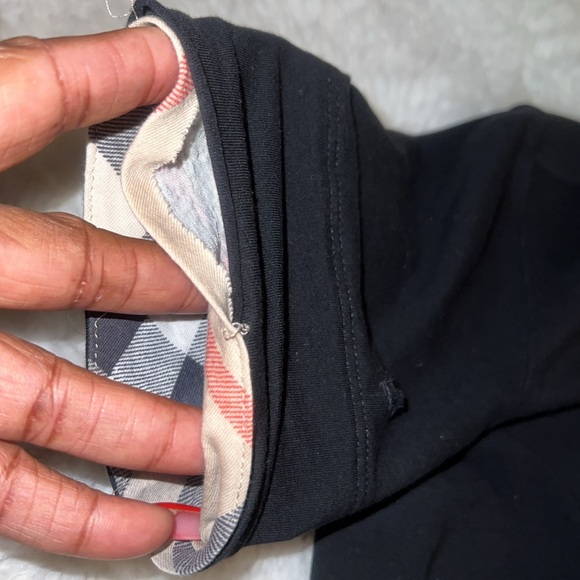 Authentic Burberry Cotton round-collar checked cuff T-shirt - Picture 6 of 9